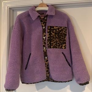 Lavender leopard Sandy Liang -ish fleece